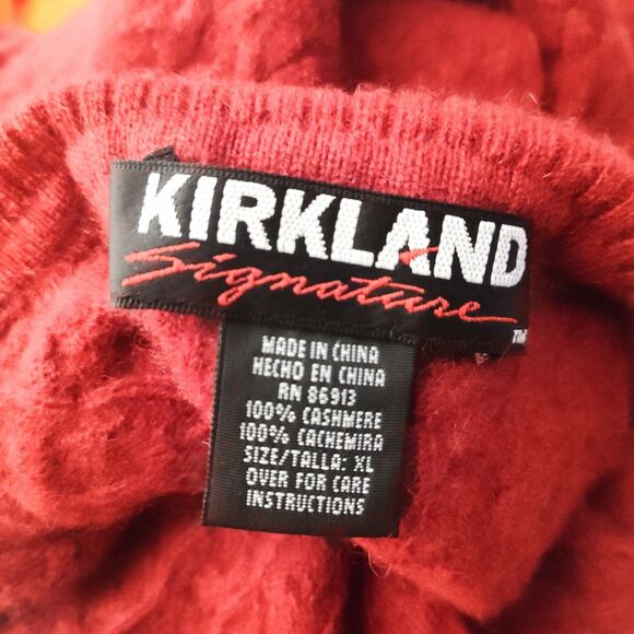 Sweater Cable Knit 100% Cashmere XL Extra Large Red Cable Knit Turtleneck Preppy - Picture 11 of 11